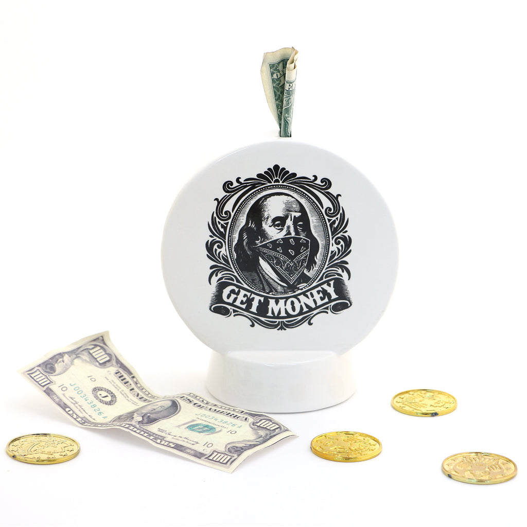 Benjamin Franklin bank, Get Money, Funny birthday gift, modern piggy bank