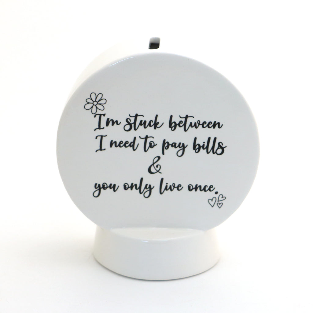 Pay the Bills bank, Funny birthday gift, modern piggy bank