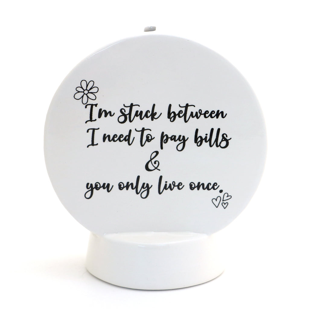 Pay the Bills bank, Funny birthday gift, modern piggy bank
