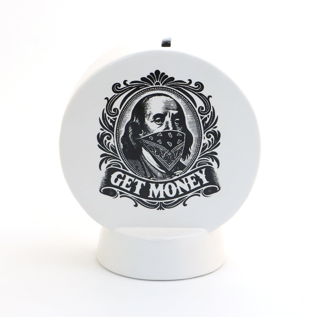 Benjamin Franklin bank, Get Money, Funny birthday gift, modern piggy bank