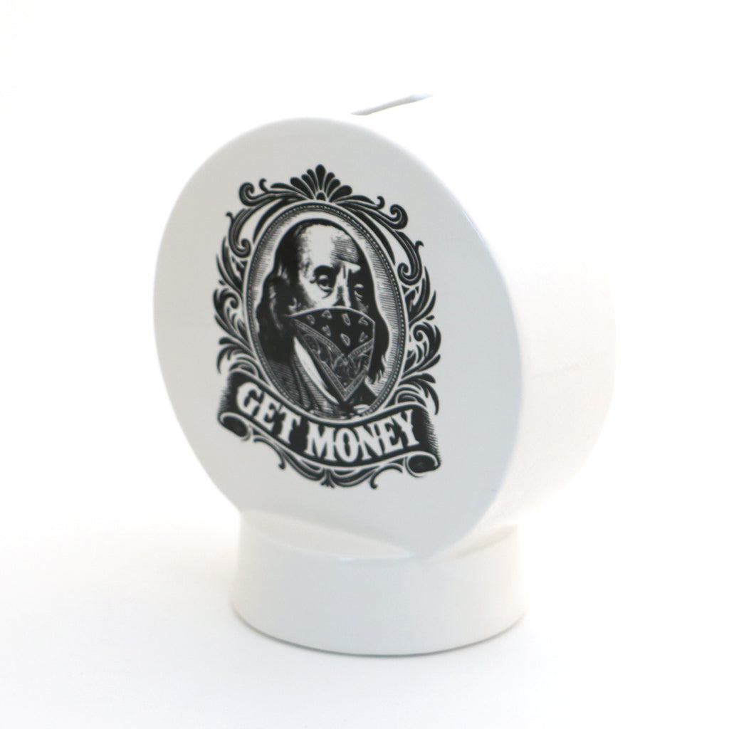 Benjamin Franklin bank, Get Money, Funny birthday gift, modern piggy bank