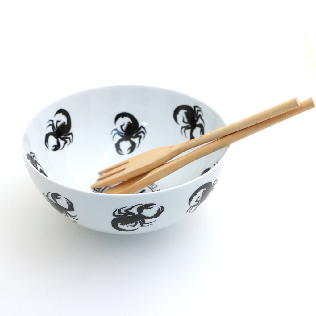 Scorpion salad bowl, funny large ceramic serving bowl