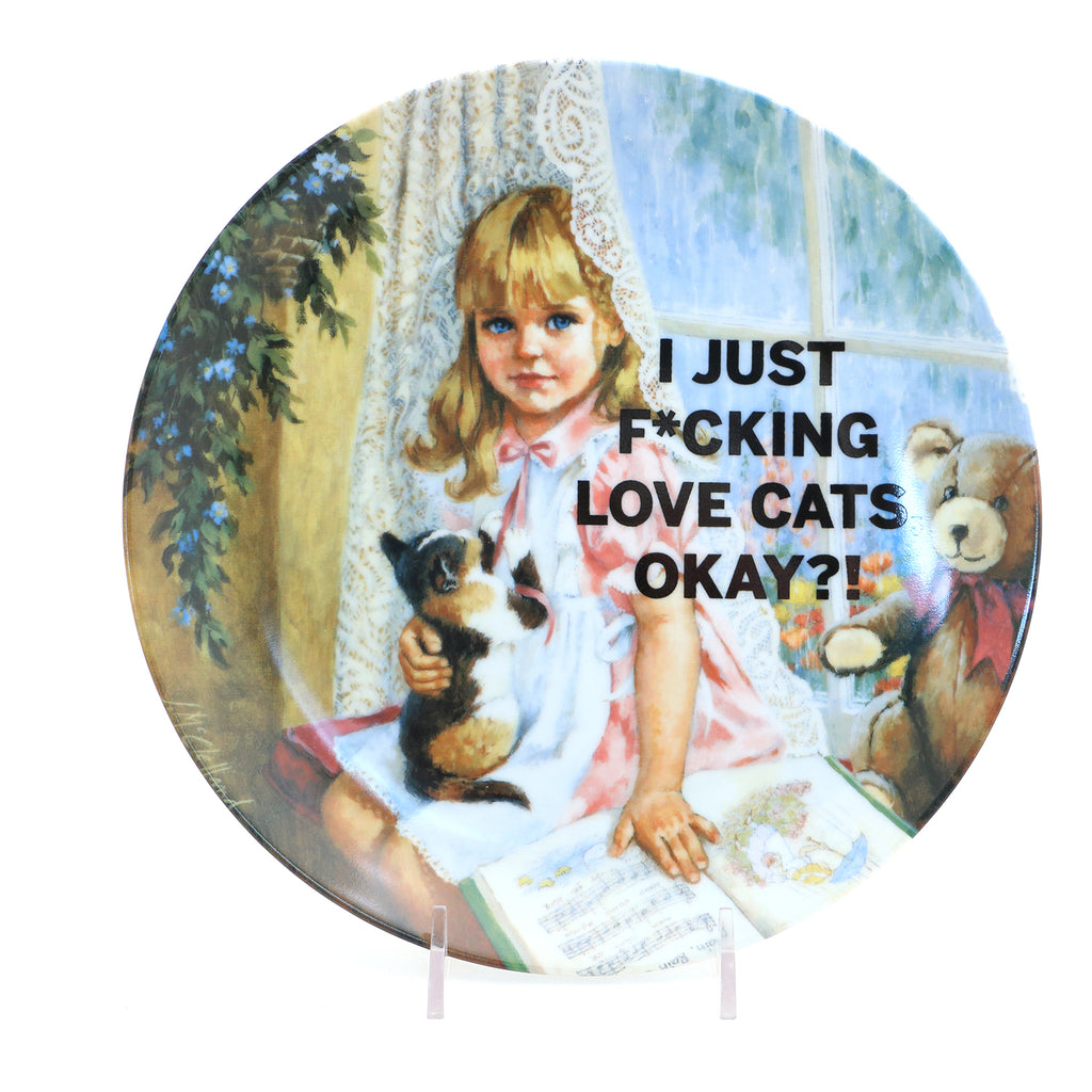 I Just Love Cats plate, Dirty Dishes collection, vintage collectible