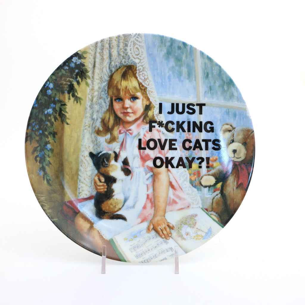 I Just Love Cats plate, Dirty Dishes collection, vintage collectible