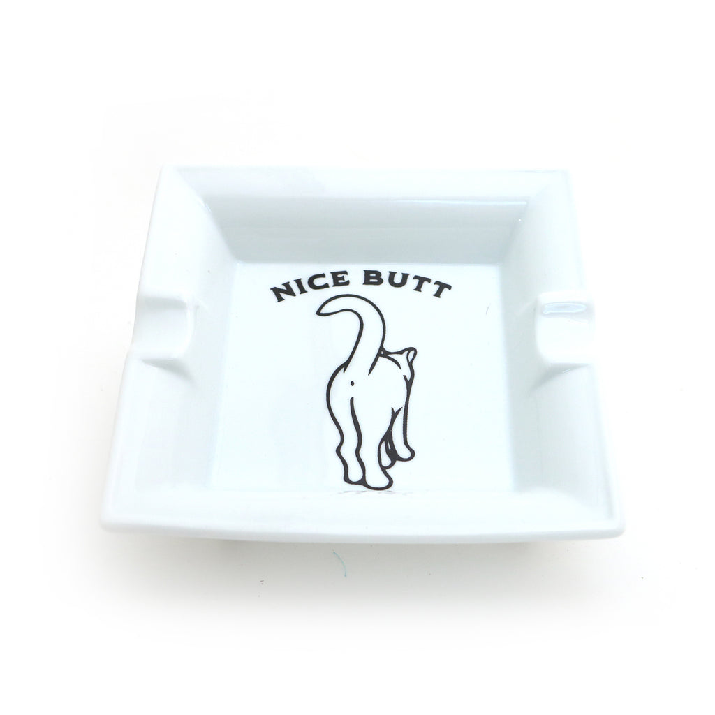 Ceramic Ashtray Nice Butt, Gift for smoker who loves cats