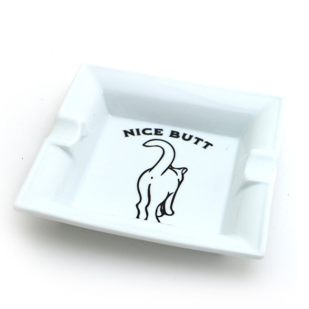 Ceramic Ashtray Nice Butt, Gift for smoker who loves cats