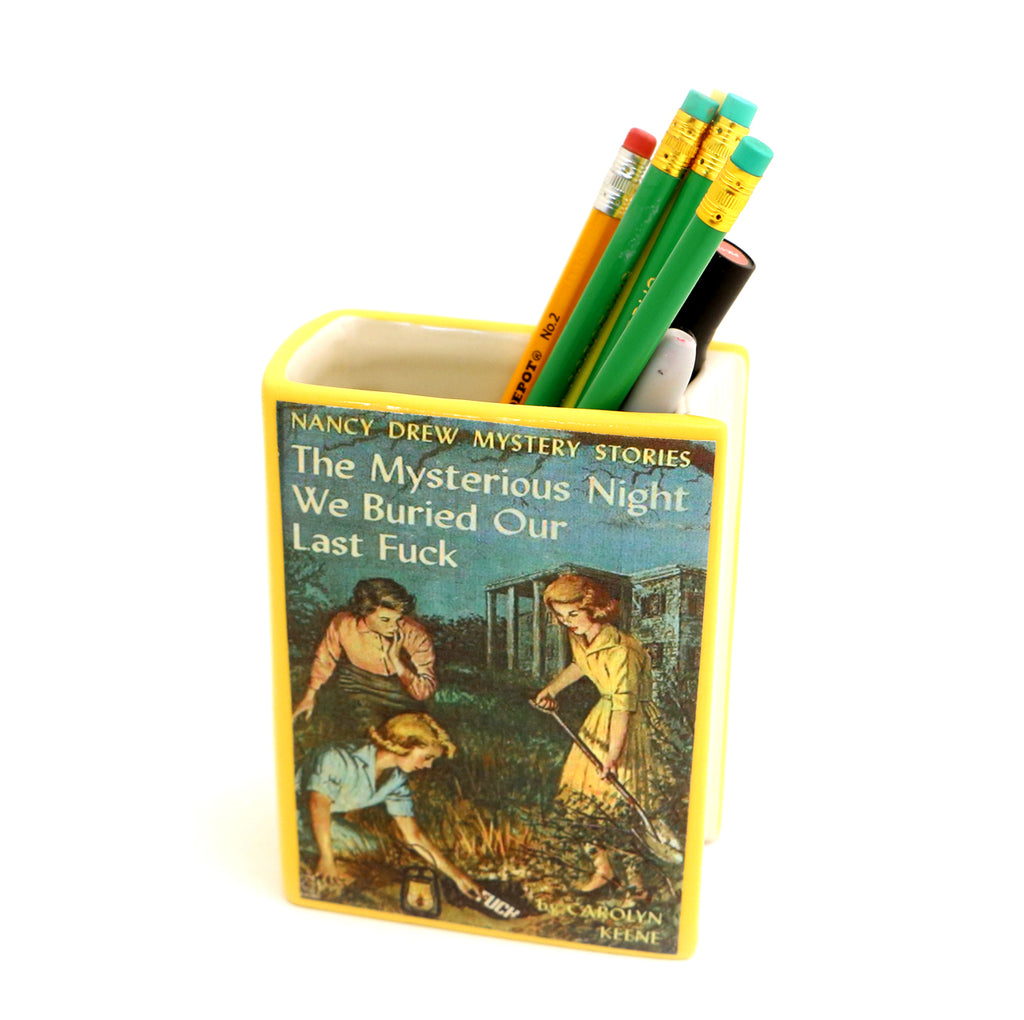 Nancy Drew book parody, book shaped pencil holder or vase, mature language