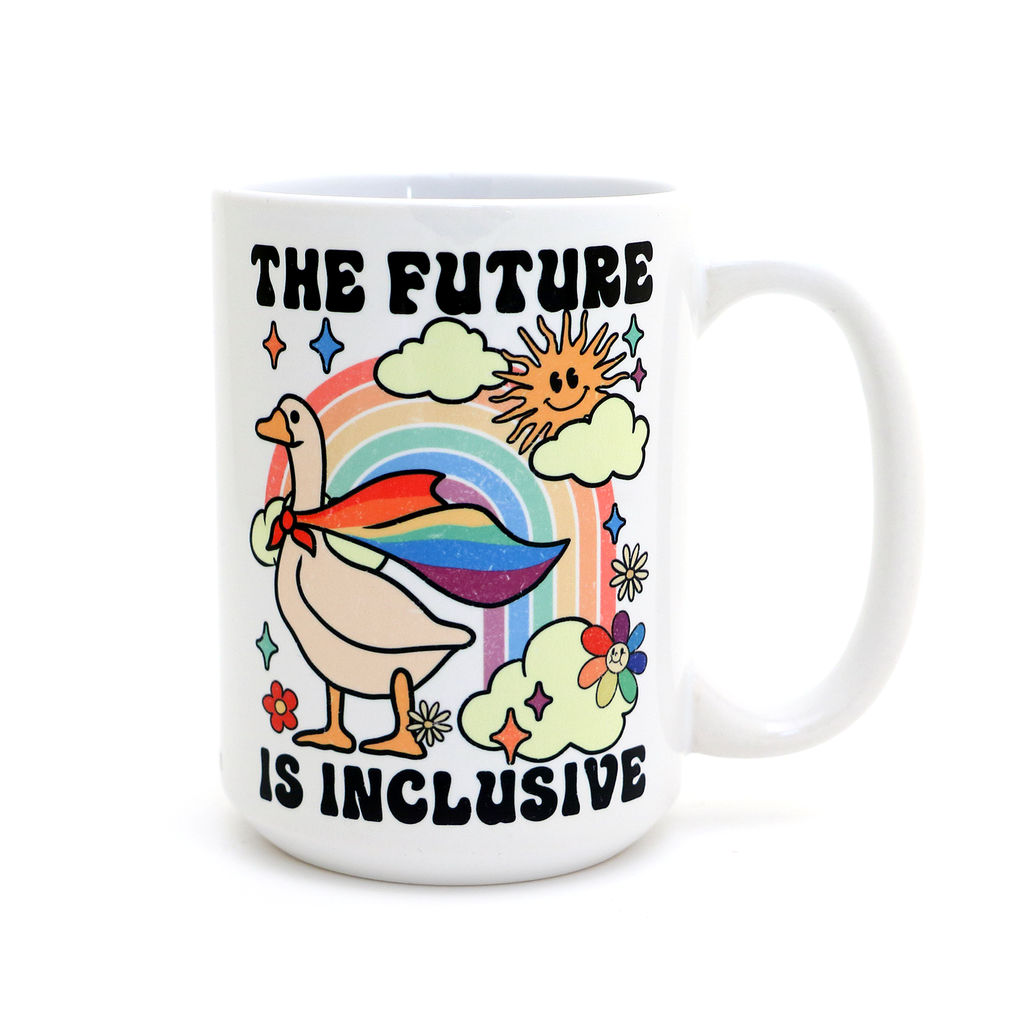 Pride mug, The Future is Inclusive, LGBTQ support, 15 oz.