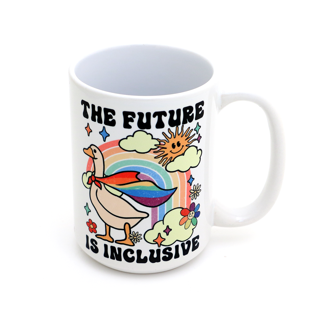 Pride mug, The Future is Inclusive, LGBTQ support, 15 oz.