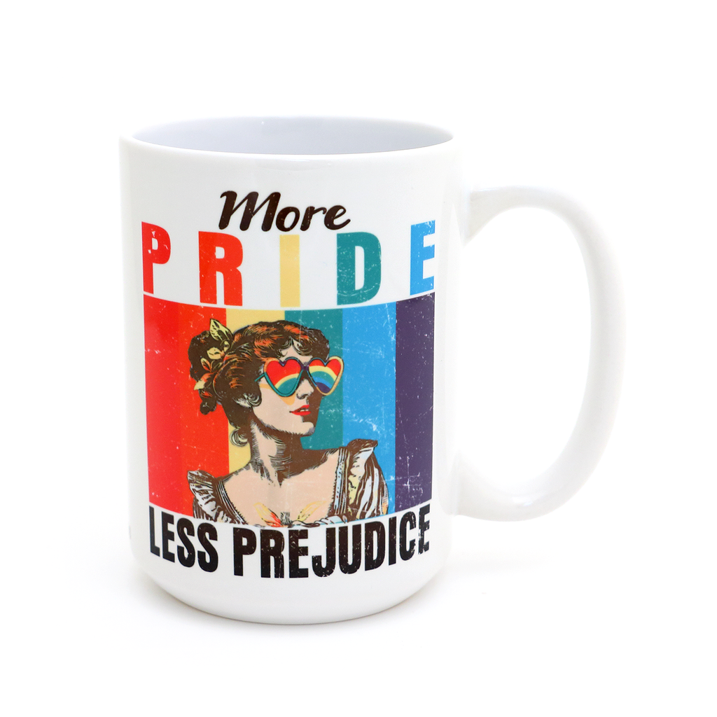 More Pride Less Prejudice Mug,  LGBTQ support, 15 oz.