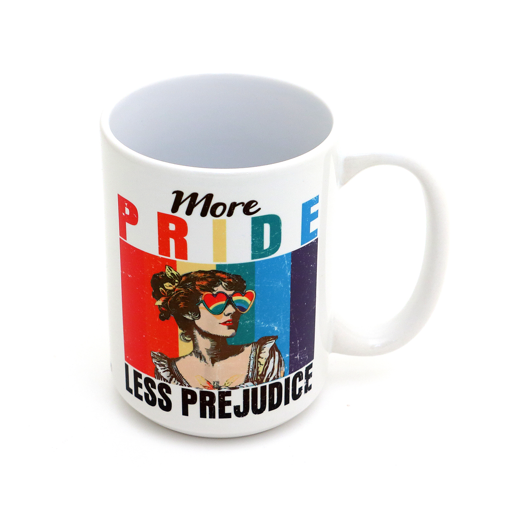 More Pride Less Prejudice Mug,  LGBTQ support, 15 oz.