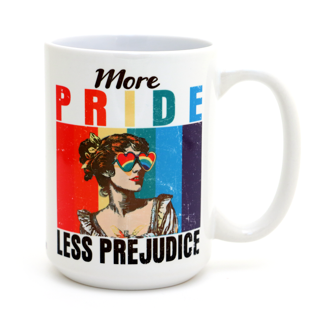 More Pride Less Prejudice Mug,  LGBTQ support, 15 oz.
