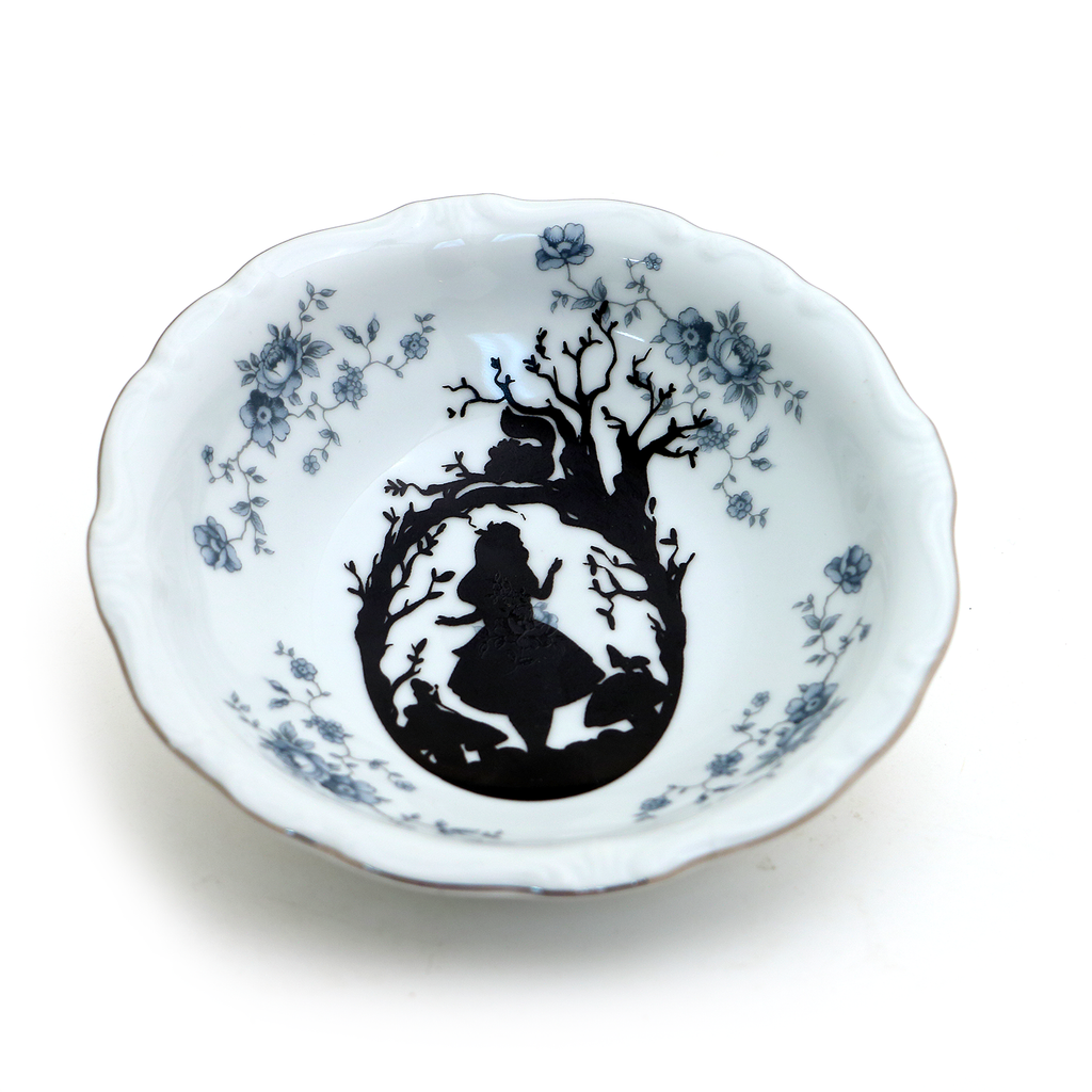 Alice in Wonderland Oval Silhouette upcycled vintage dish, finger bowl