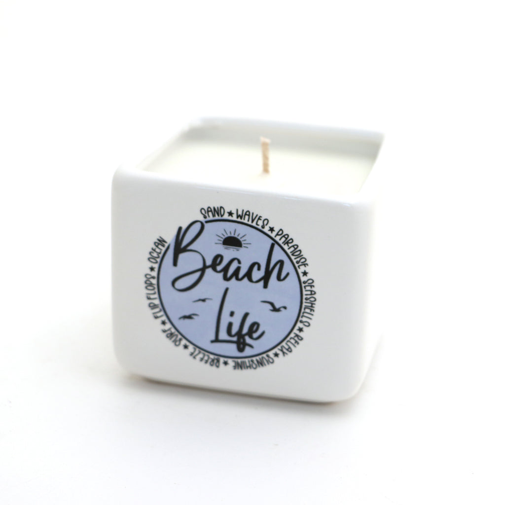 Beach Life unscented candle, hand poured soy candle