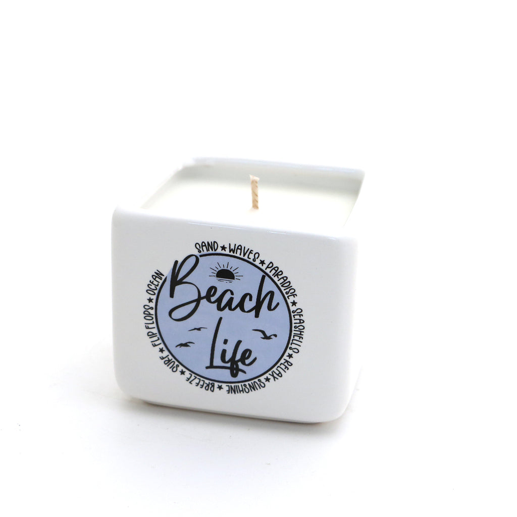 Beach Life unscented candle, hand poured soy candle