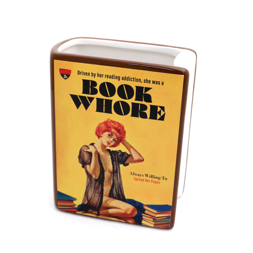Book Whore Book pencil holder, vase, gift for reader