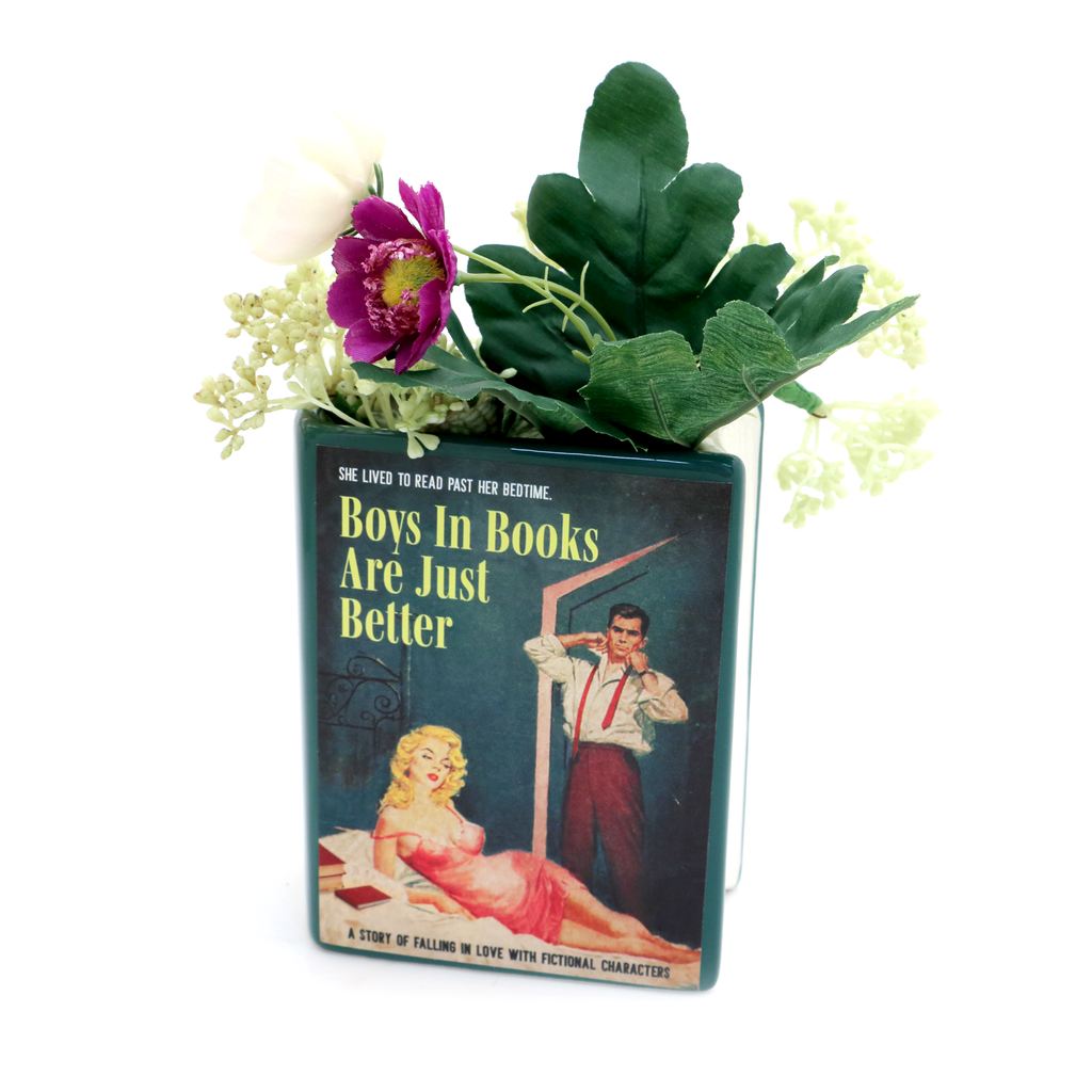 Boys in Books are Better Book pencil holder, vase, gift for reader