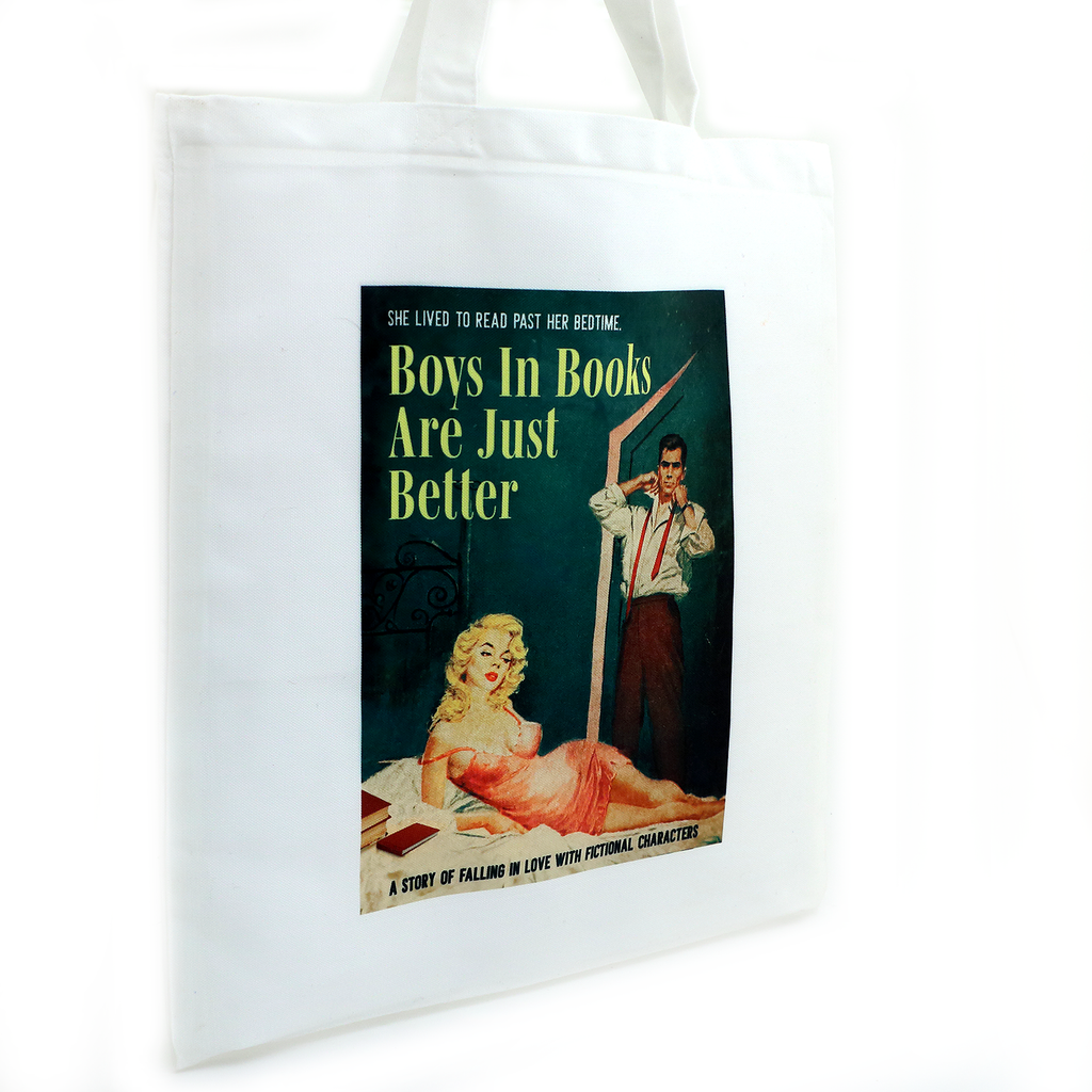 Boys in Books Tote Bag, Gift for reader or book lover