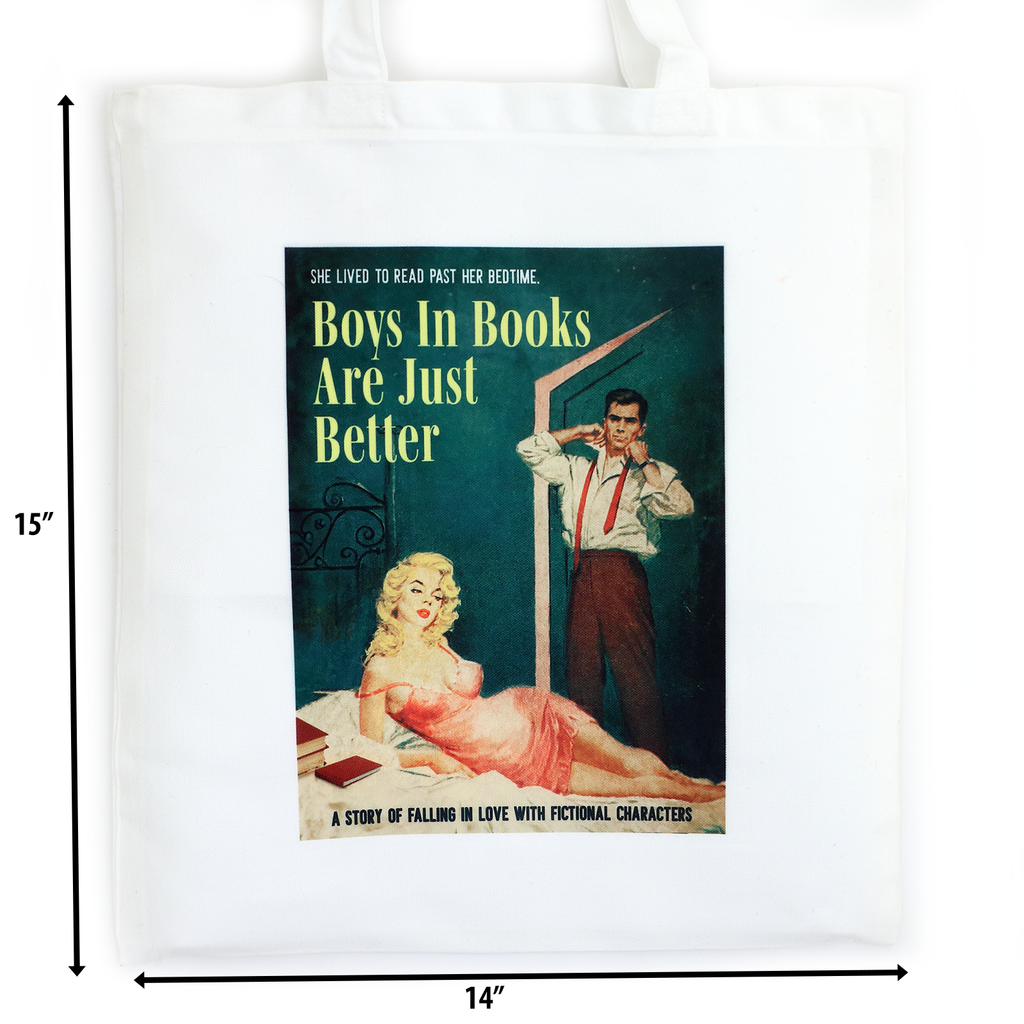Boys in Books Tote Bag, Gift for reader or book lover