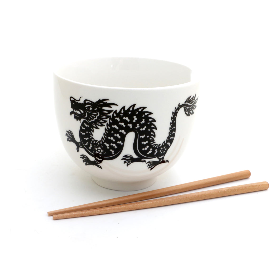Dragon noodle bowl, chopsticks, pho, ramen bowl Chinese Zodiac