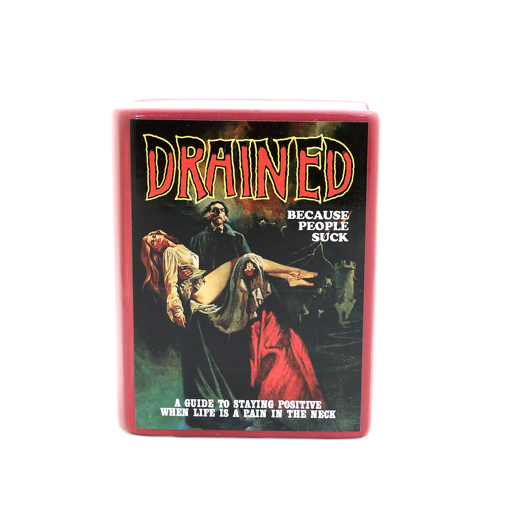 Drained, Dracula book shaped pencil holder, vase, or planter, mature language