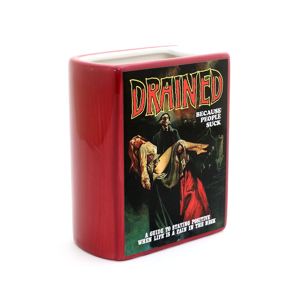Drained, Dracula book shaped pencil holder, vase, or planter, mature language