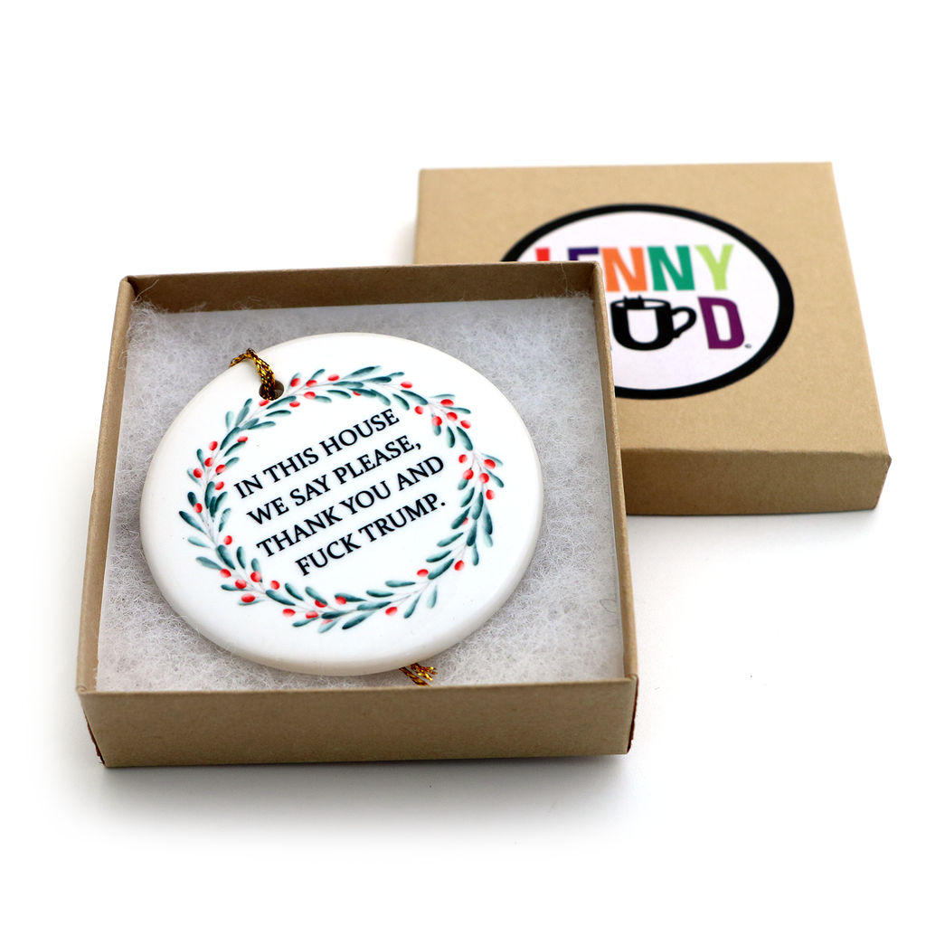 In this House F Trump Ornament, Funny Political Ornament