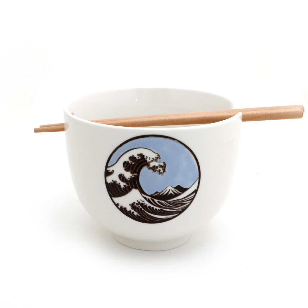 The Great Wave noodle bowl, chopsticks, pho, ramen bowl, beach ocean nautical