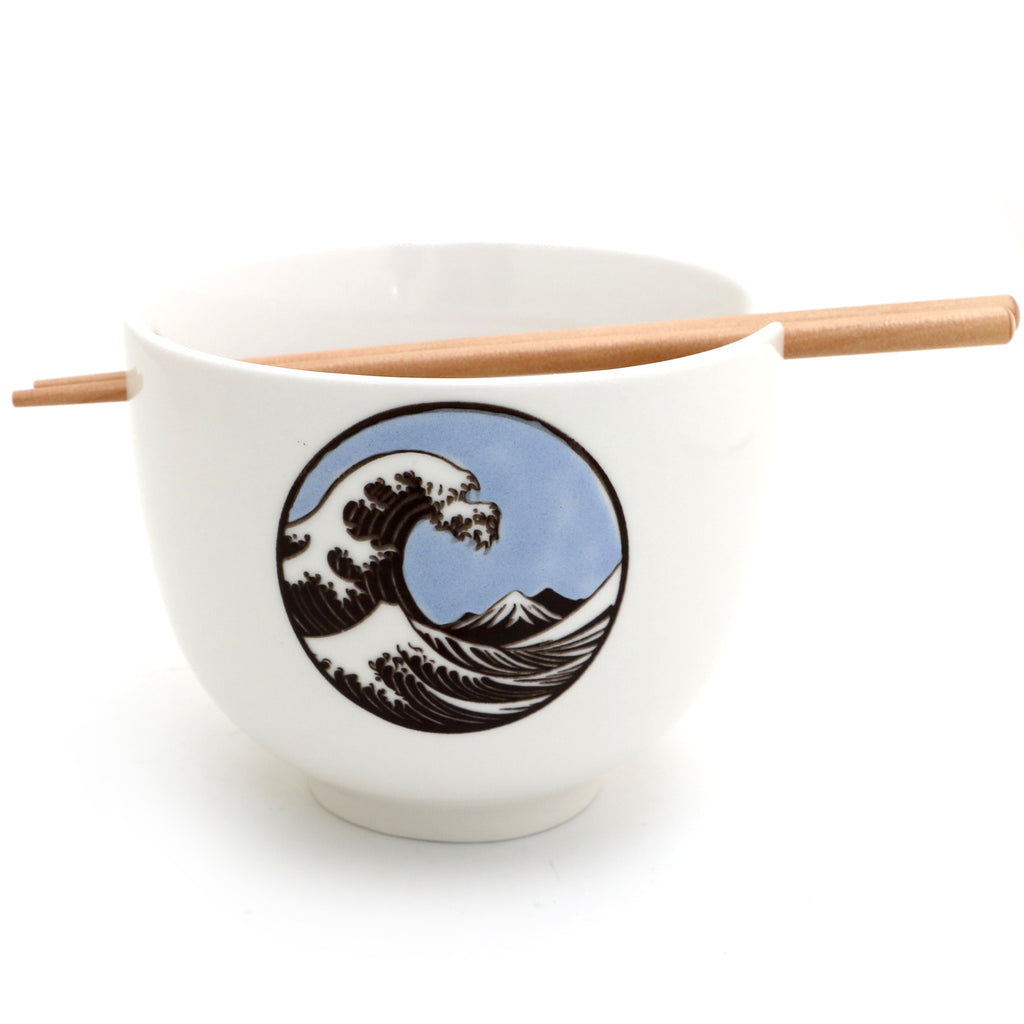 The Great Wave noodle bowl, chopsticks, pho, ramen bowl, beach ocean nautical