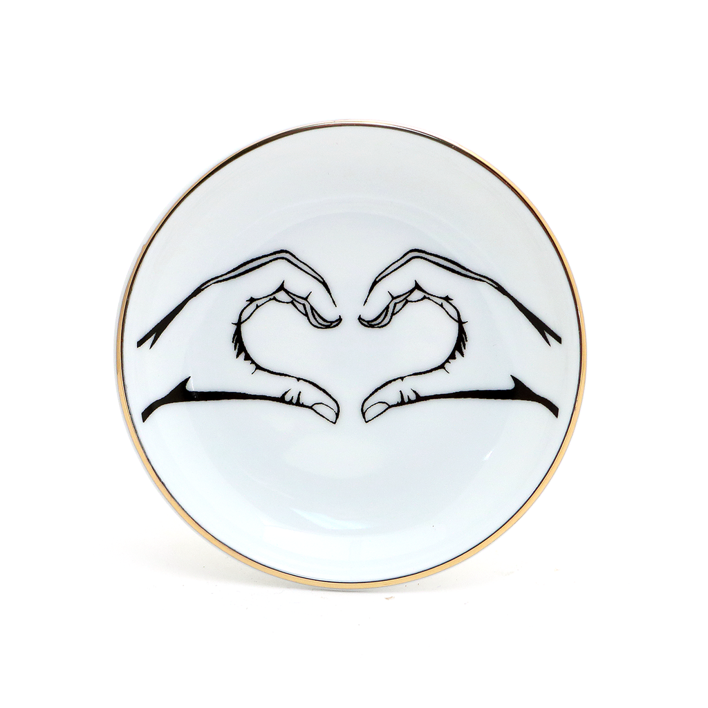 Hand Heart Ring Dish,with 22K Gold, ring holder, trinket dish