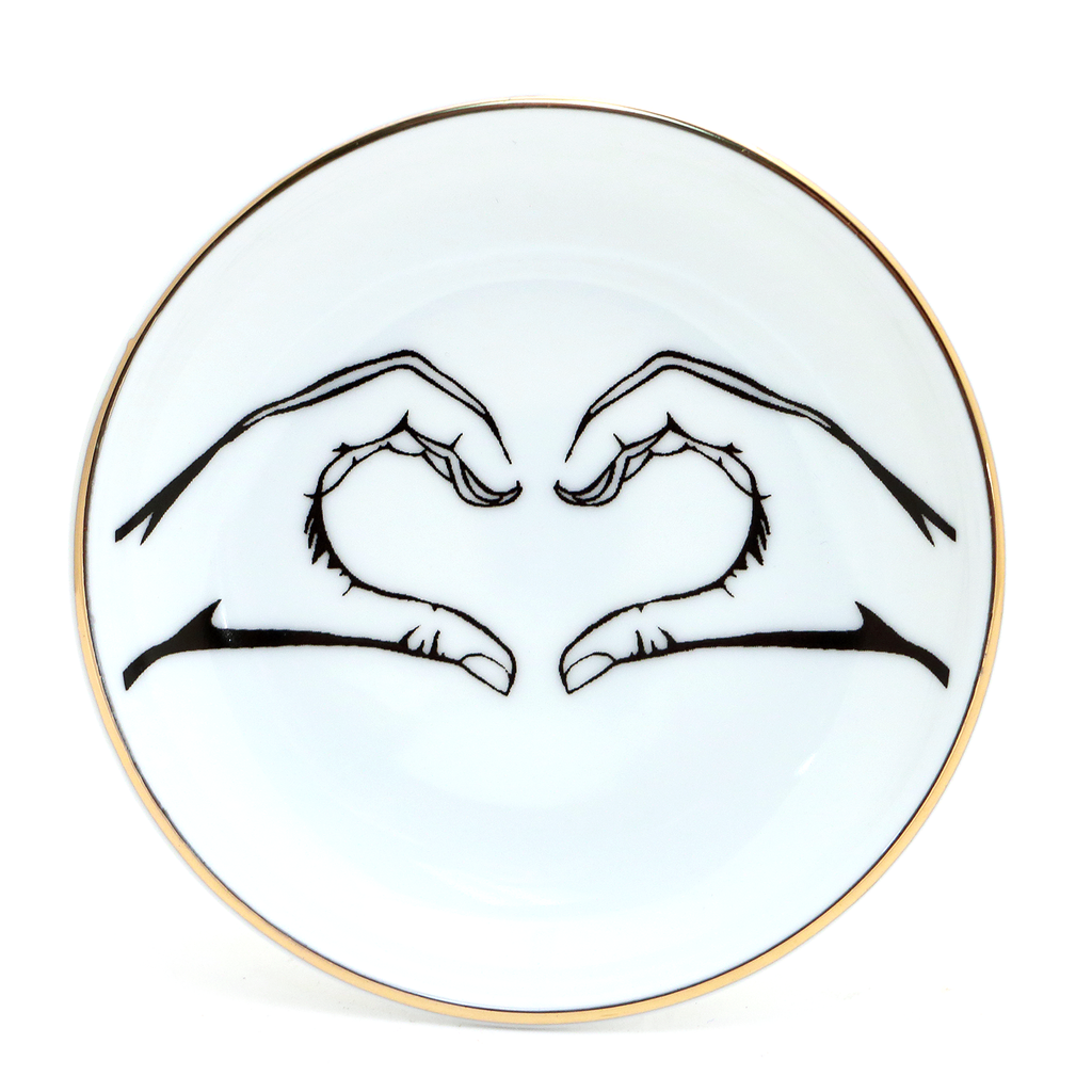 Hand Heart Ring Dish,with 22K Gold, ring holder, trinket dish