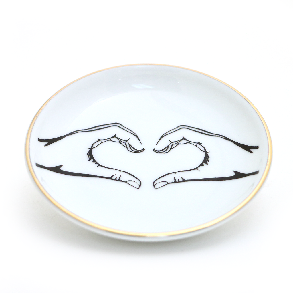 Hand Heart Ring Dish,with 22K Gold, ring holder, trinket dish