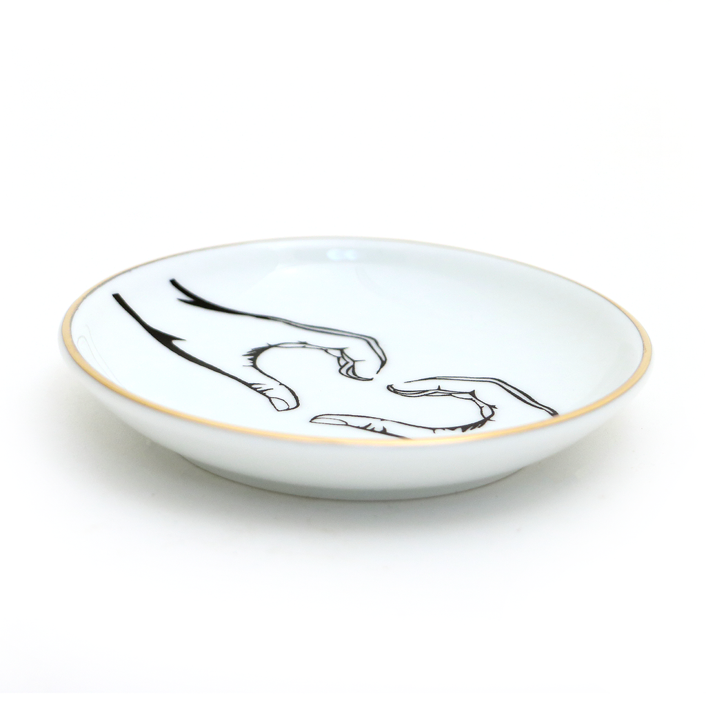 Hand Heart Ring Dish,with 22K Gold, ring holder, trinket dish