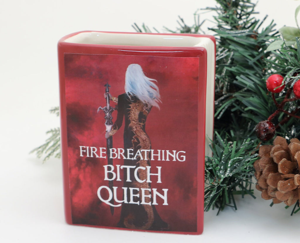 Fire Breathing Bitch Queen Book Vase, Throne of Glass parody