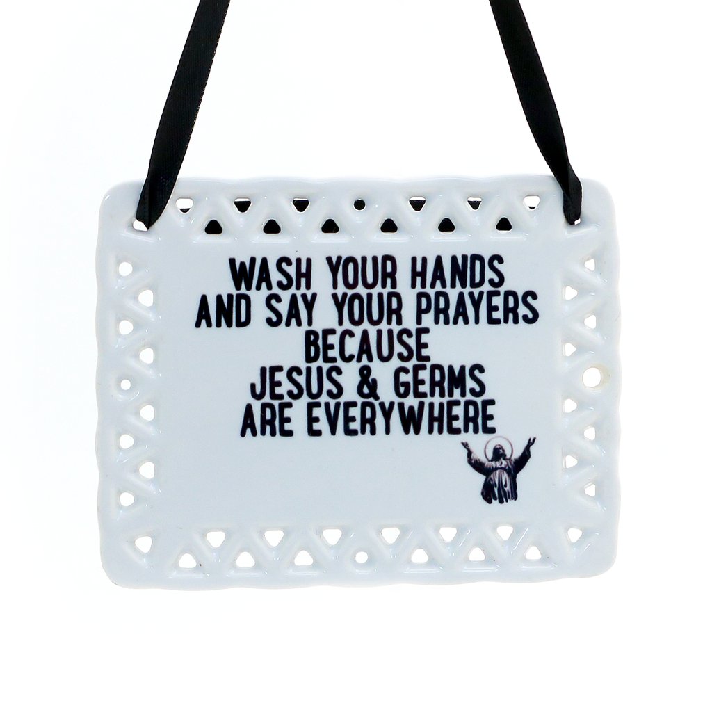 Jesus and Germs Ceramic plaque, ceramic wall hanging