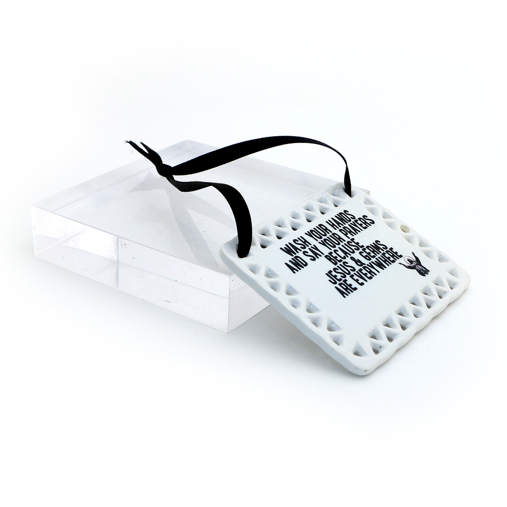 Jesus and Germs Ceramic plaque, ceramic wall hanging