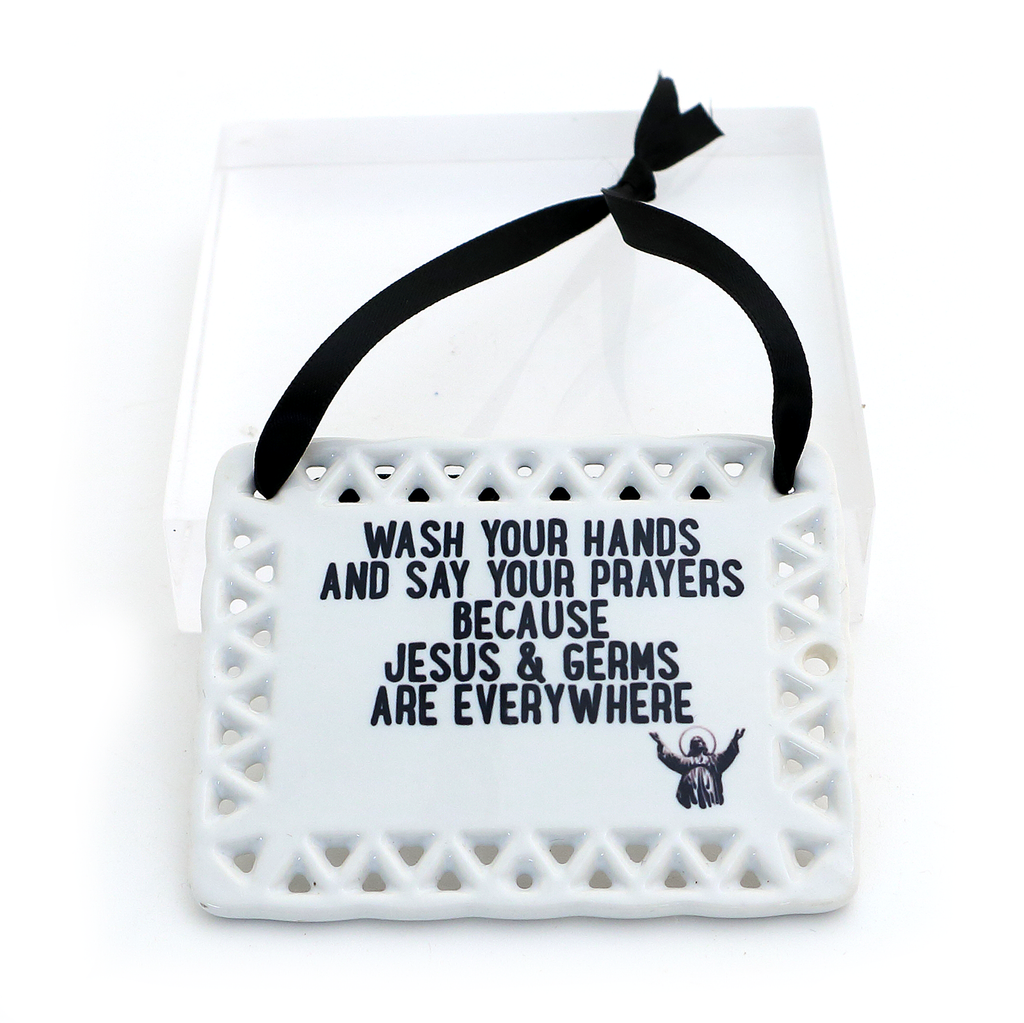 Jesus and Germs Ceramic plaque, ceramic wall hanging