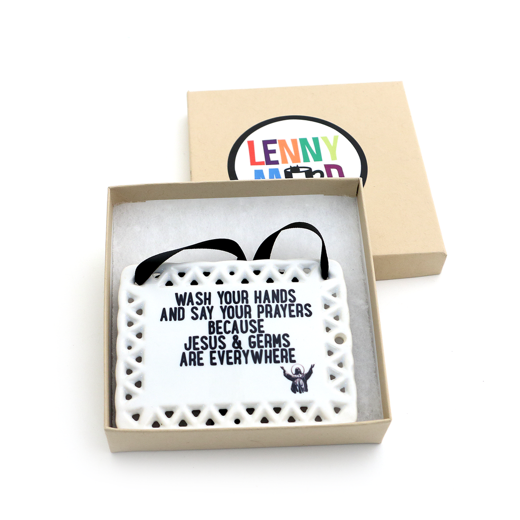 Jesus and Germs Ceramic plaque, ceramic wall hanging