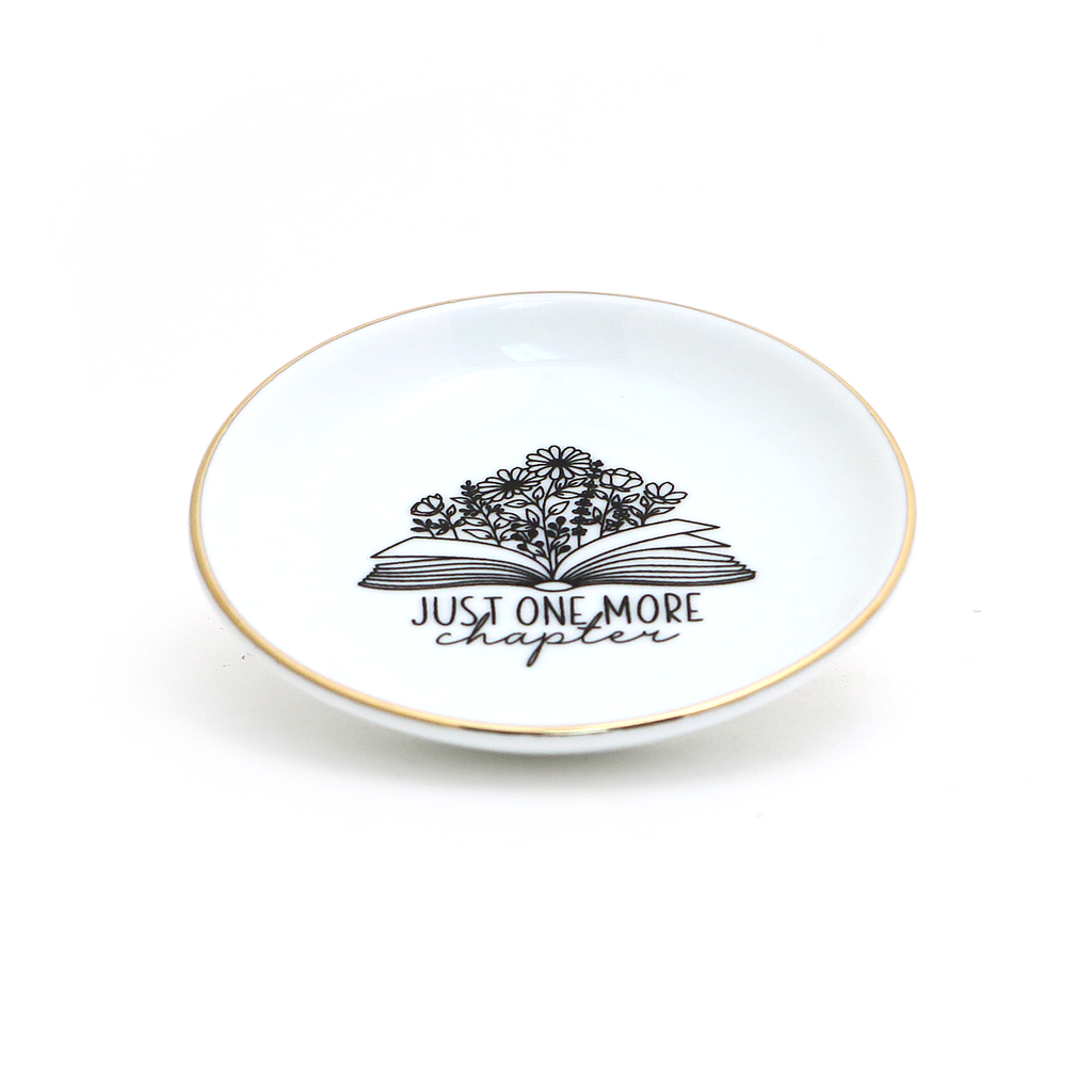 Just One More Chapter Ring Dish,with 22K Gold, ring holder, trinket dish
