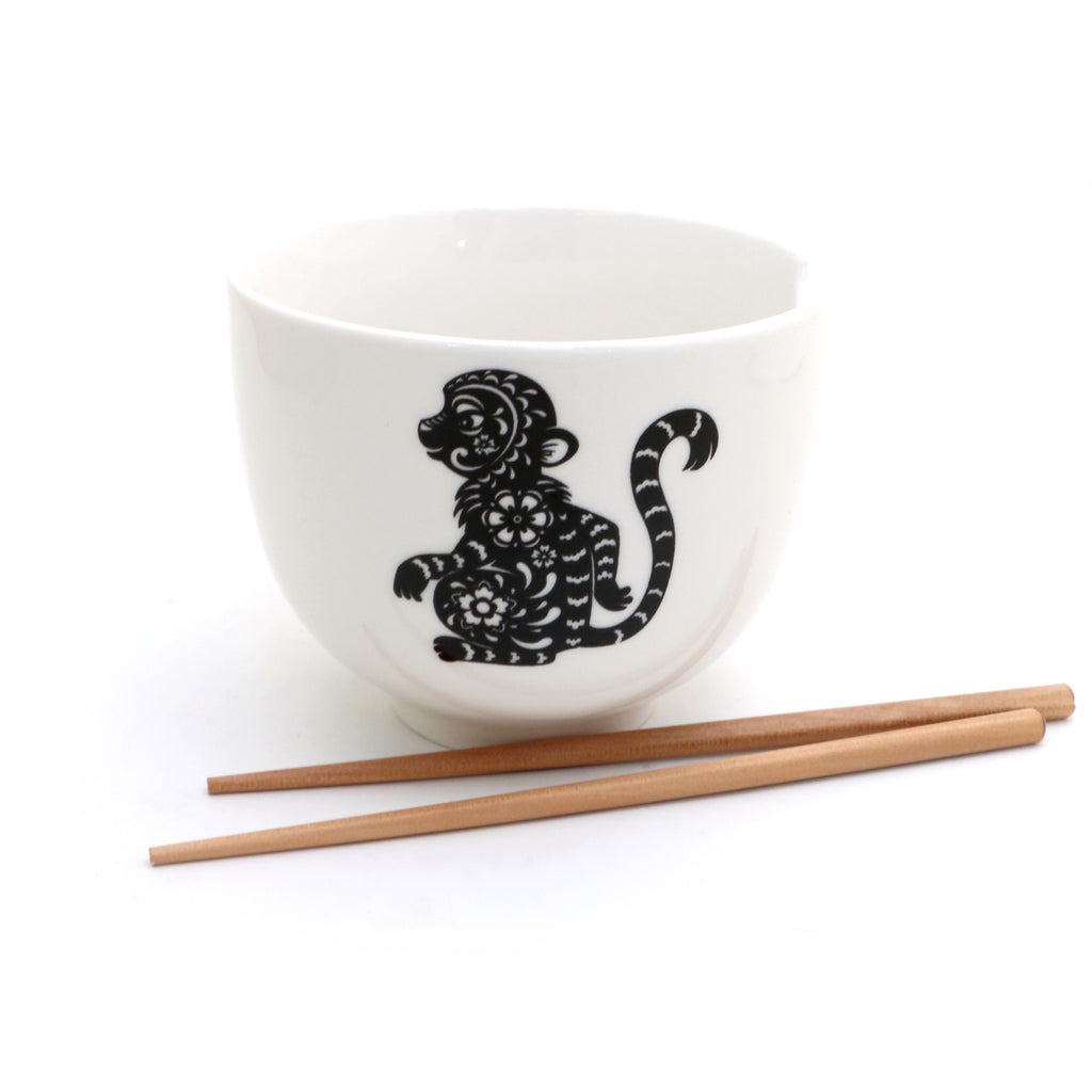Monkey noodle bowl, chopsticks, pho, ramen bowl Chinese Zodiac