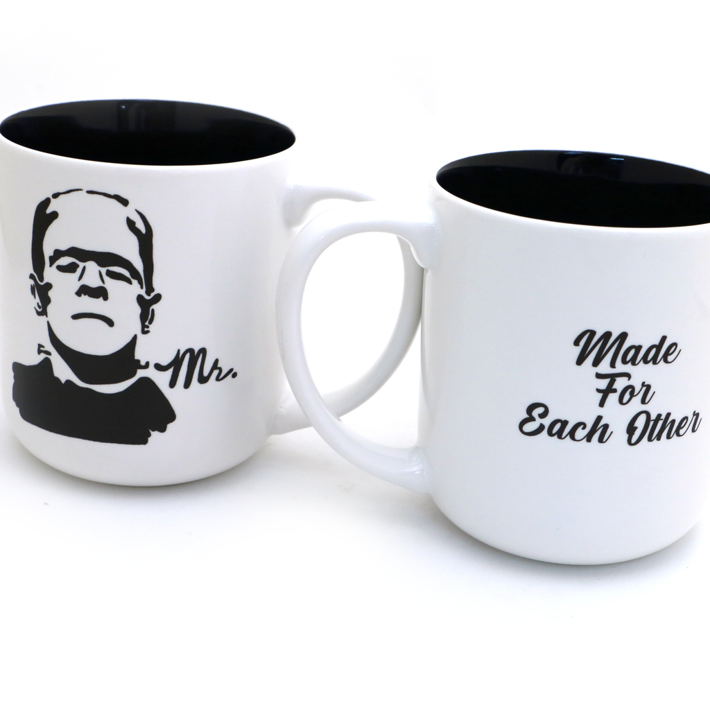 Mr. and Mrs. Frankenstein 16 oz. Made for Each Other Mug Set