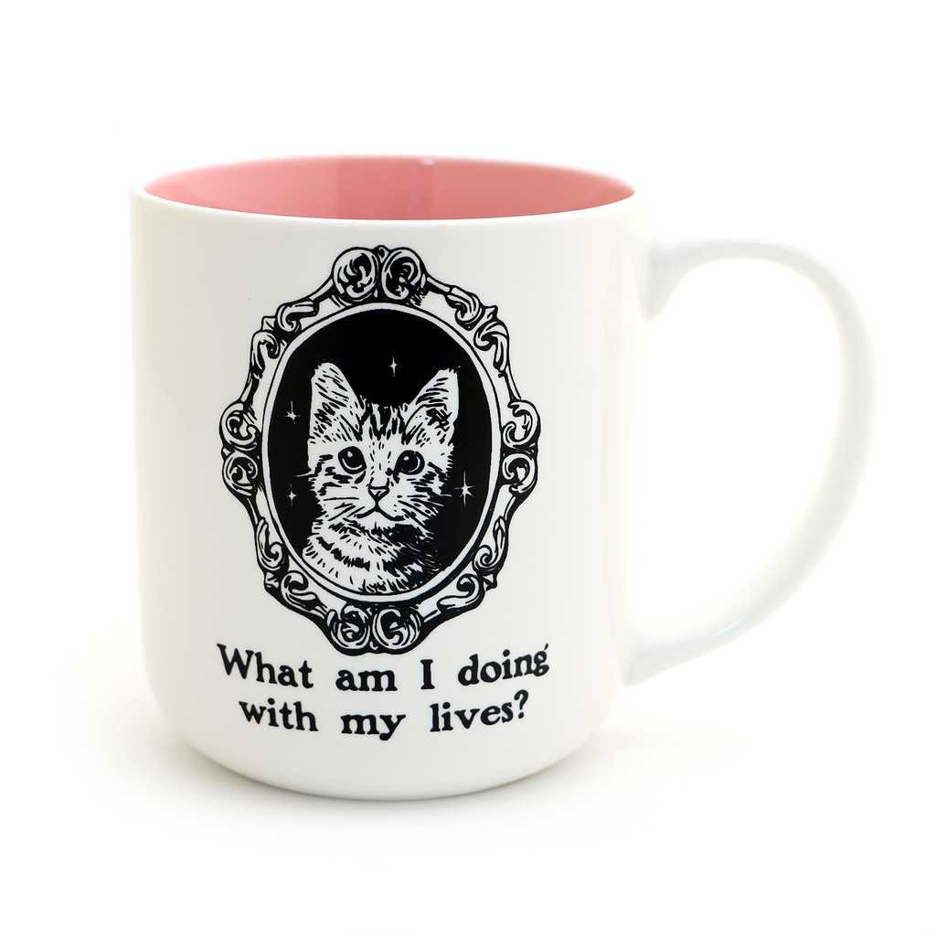 9 Lives, What am I Doing With my Lives cat mug, kitten, SIC mug