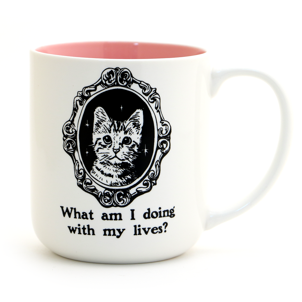 9 Lives, What am I Doing With my Lives cat mug, kitten, SIC mug