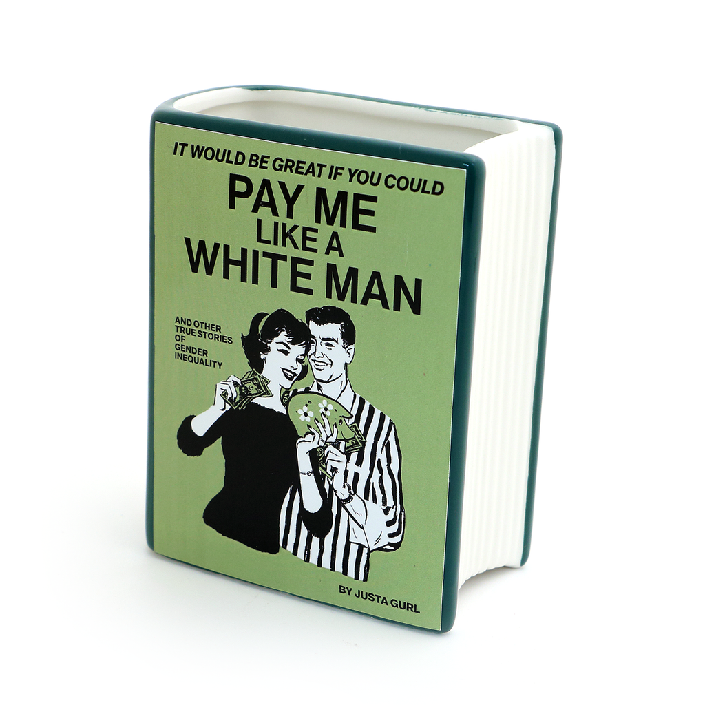Book vase, Pay Me Like a White Man, Book shaped pencil holder, gift for reader, feminist