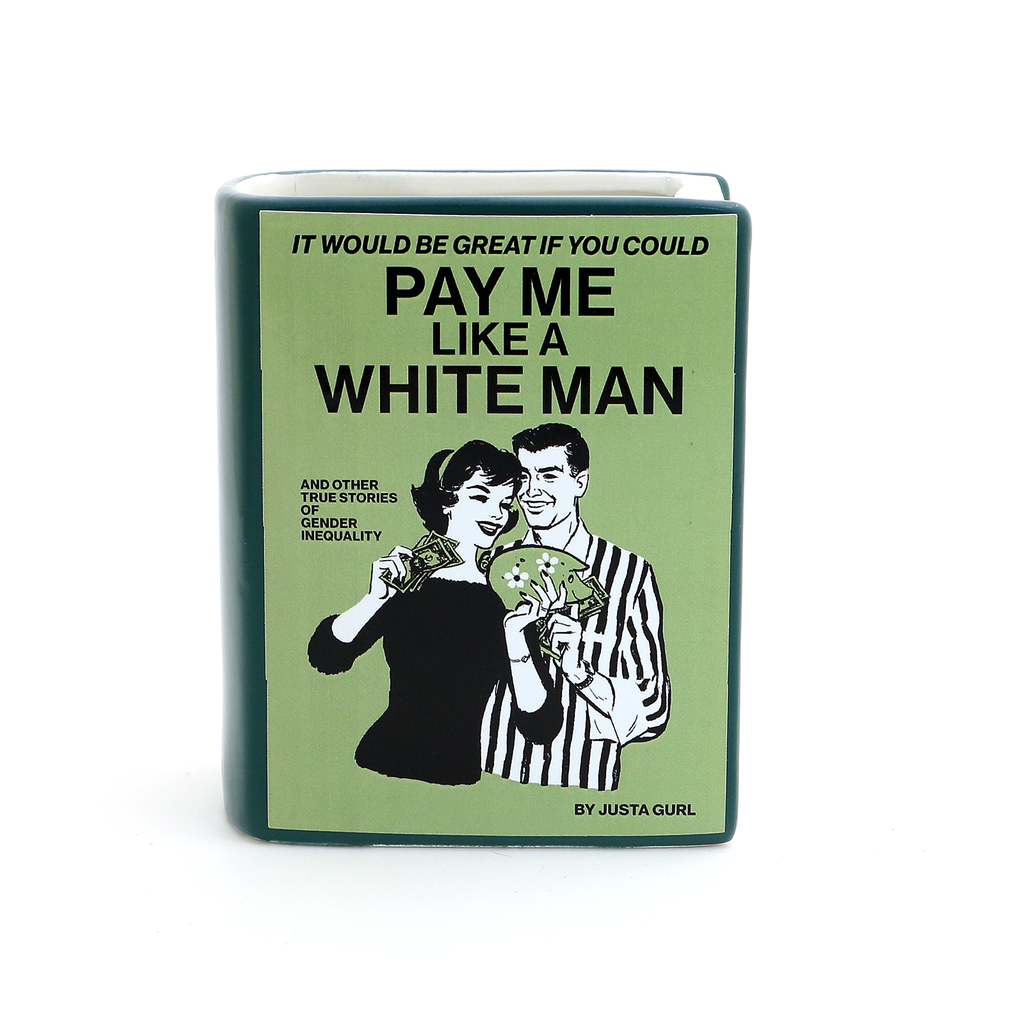 Book vase, Pay Me Like a White Man, Book shaped pencil holder, gift for reader, feminist