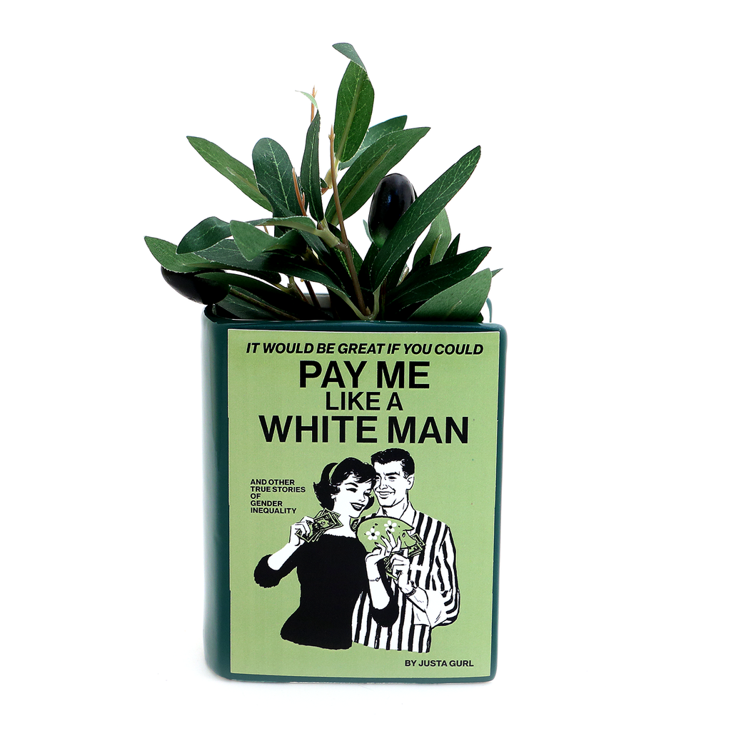 Book vase, Pay Me Like a White Man, Book shaped pencil holder, gift for reader, feminist