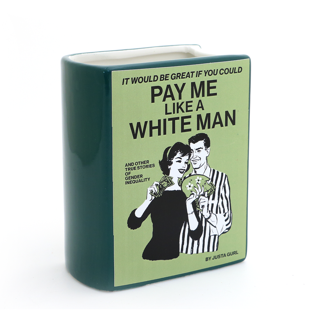Book vase, Pay Me Like a White Man, Book shaped pencil holder, gift for reader, feminist