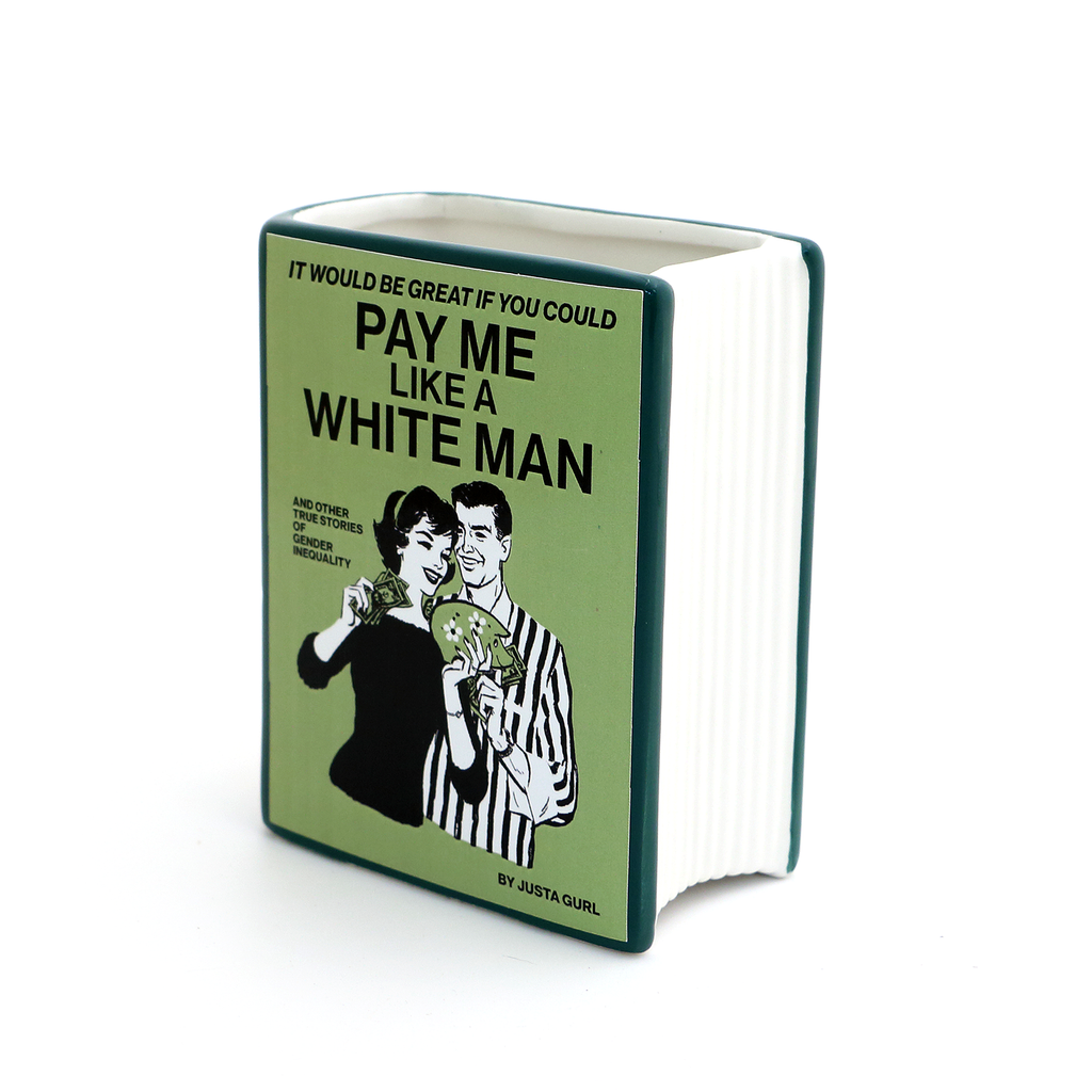 Book vase, Pay Me Like a White Man, Book shaped pencil holder, gift for reader, feminist