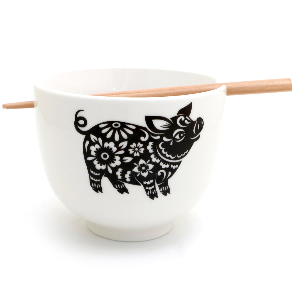 Pig noodle bowl, chopsticks, pho, ramen bowl Chinese Zodiac