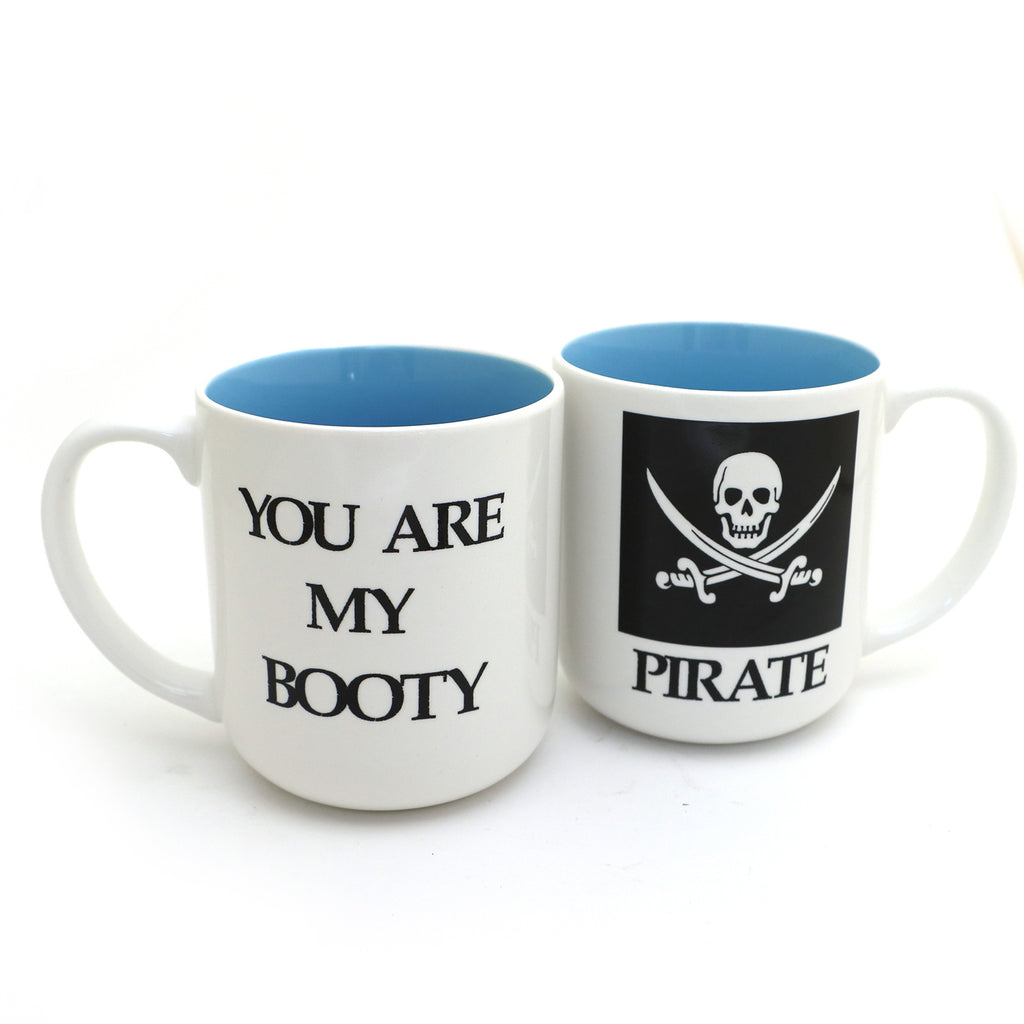 Pirate and Treasure 16 oz.  Beach Wedding gift, Mr. and Mrs. mugs
